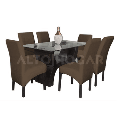 JUEGO COMEDOR ALTO HOGAR 6 SILLAS MARRÓN NORLY