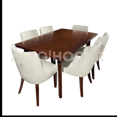 JUEGO DE COMEDOR ALTO HOGAR 6 SILLAS ALESKA CREMA