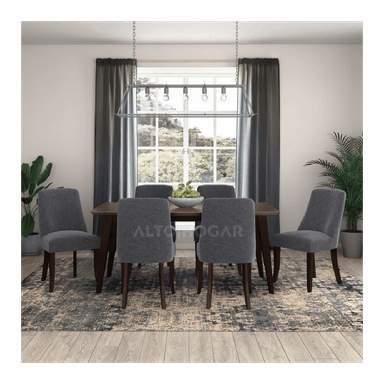 JUEGO COMEDOR ALTO HOGAR 6 SILLAS GRIS OSCURO LORANNA