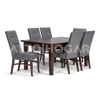 JUEGO COMEDOR ALTO HOGAR 6 SILLAS GRIS OSCURO MEMPH