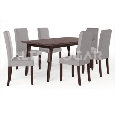 JUEGO COMEDOR ALTO HOGAR 6 SILLAS GRIS CLARO ARANTZZA