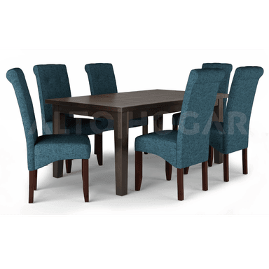 JUEGO COMEDOR ALTO HOGAR 6 SILLAS AZUL MARIA