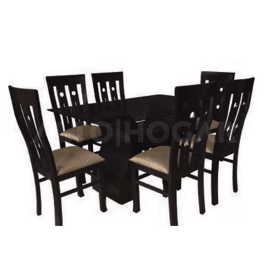 JUEGO COMEDOR ALTO HOGAR LISSA 6 SILLAS MARRÓN CLARO