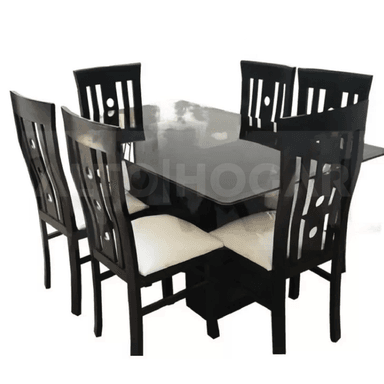 JUEGO COMEDOR ALTO HOGAR CLAU 6 SILLAS BEIGE