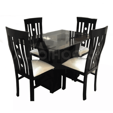 JUEGO COMEDOR ALTO HOGAR LEVANA 4 SILLAS CREMA