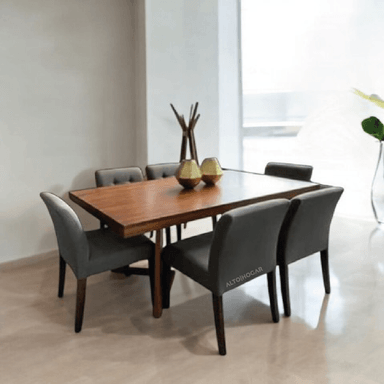 JUEGO DE COMEDOR LIA 6 SILLAS ALTO HOGAR MADERA TORNILLO