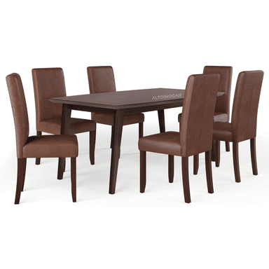JUEGO DE COMEDOR ANTOBEL 6 SILLAS MARRÓN MADERA TORNILLO - PRANNA