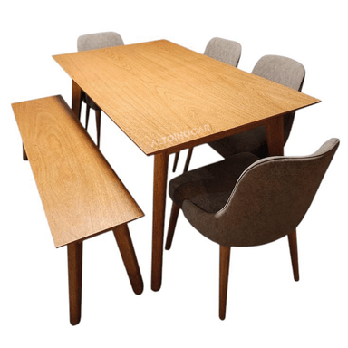 JUEGO DE COMEDOR WOODA 6 SILLAS GRIS MADERA TORNILLO