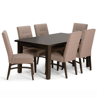 JUEGO DE COMEDOR SIANA 6 SILLAS MARRÓN MADERA TORNILLO