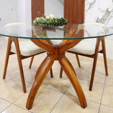 JUEGO DE COMEDOR OHANA 4 SILLAS CREMA MADERA TORNILLO - 2