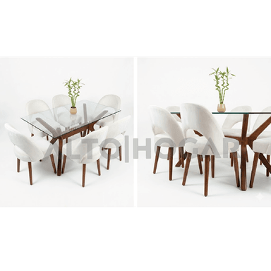 JUEGO DE COMEDOR 6 SILLAS MOON CREMA MADERA TORNILLO - 2