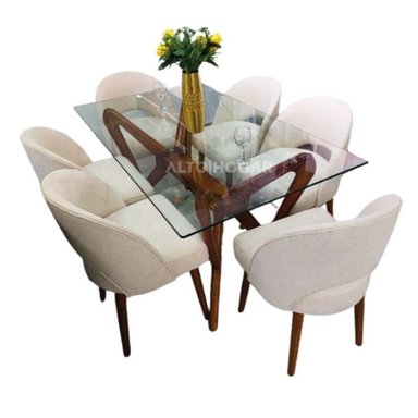 JUEGO DE COMEDOR 6 SILLAS MOON CREMA MADERA TORNILLO - 3