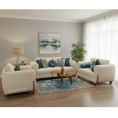 JUEGO DE SALA AMARANTHA 3 2 1 TAPIZ ANTIFLUIDO BEIGE