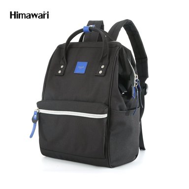 MOCHILA MULTIBOLSILLOS HIMAWARI H1881-15 - PORTA LAPTOP CON USB - NEGRO Y AZUL