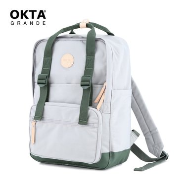 HIMAWARI - MOCHILA ESCOLAR O DE VIAJE PORTA LAPTOP - BLANCO Y VERDE