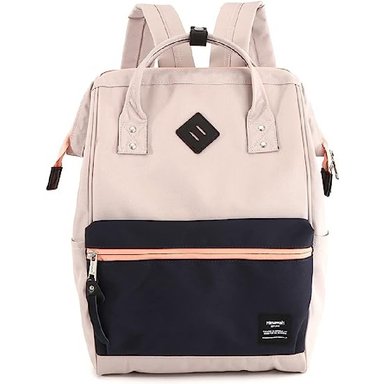 HIMAWARI - MOCHILA PORTA LAPTOP CON PUERTO USB - CREMA Y AZUL