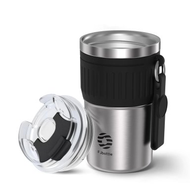 TAZA FJBOTTLE TÉRMICA DE CAFÉ CON AISLAMIENTO DE ACERO INOXIDABLE 400ML PLATA KJ-YZ-400-PLAT
