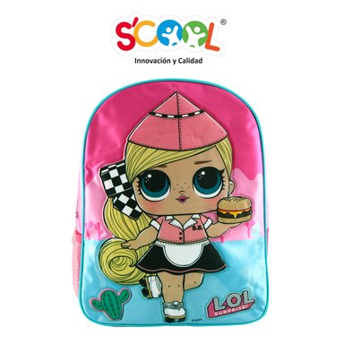 MOCHILA SCOOL S-804134 MULTICOLOR RANGE KIDS TELA C/PVC LOL