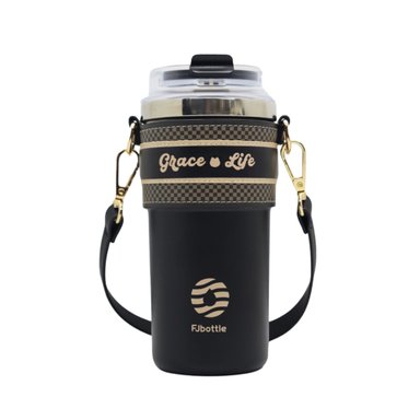 FJBOTTLE - TAZA TÉRMICA DE CAFÉ CON AISLAMIENTO DE ACERO INOXIDABLE 500ML - NEGRO