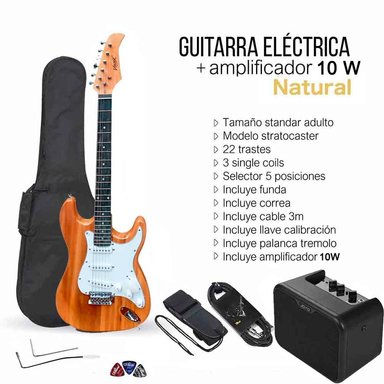 PACK GUITARRA ELÉCTRICA VOZZEX NATURAL + AMPLIFICADOR 10W - 2