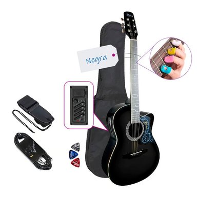 GUITARRA ELECTROACUSTICA STRING STRING METAL EQ NEGRA