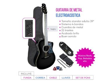 GUITARRA ELECTROACUSTICA STRING STRING METAL EQ NEGRA - 2