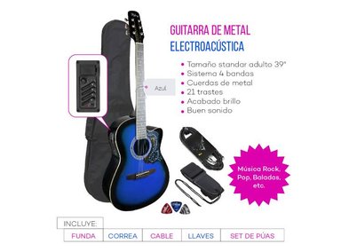 GUITARRA ELECTROACUSTICA STRING STRING METAL EQ AZUL - 2