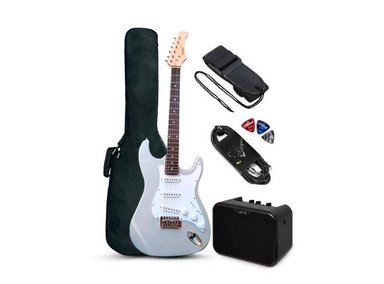 PACK ELÉCTRICO VOZZEX STRATO SILVER AMPLIFICADOR JOYO 10W