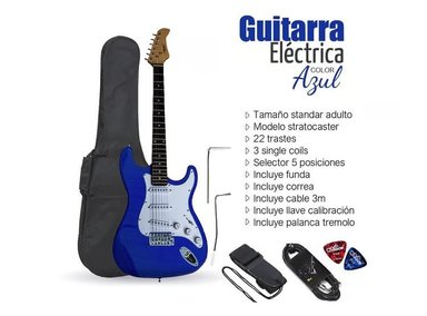 GUITARRA ELÉCTRICA VOZZEX STRATOCASTER AZUL TAMAÑO ADULTO