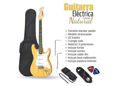 GUITARRA ELÉCTRICA VOZZEX STRATOCASTER NATURAL TAMAÑO ADULTO