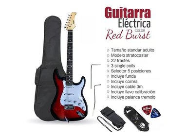 GUITARRA ELÉCTRICA VOZZEX STRATOCASTER RED BURST TAMAÑO ADULTO