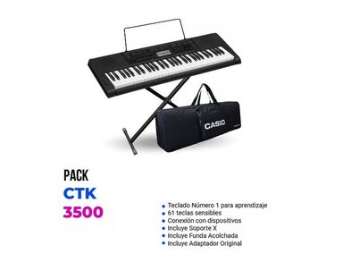 TECLADO CASIO CTK-3500 PACK SENSIBLE - 3