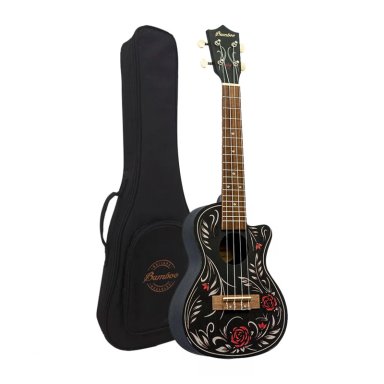 UKELELE CONCIERTO BLACK EDITION - FLOWERYR