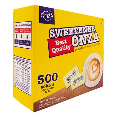 ENDULZANTE SUCRALOSA ONZA FOODS CAJA 500 SOBRES POLVO