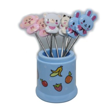 JUEGO DE MINI TENEDORES PARA FRUTAS NIÑOS CELESTE - 1