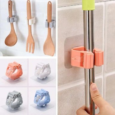 SUJETADOR GANCHO PARA GUARDAR ESCOBA ACCESORIOS ROSADO - 2