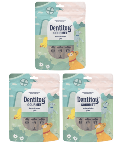 BARRITAS DE CORDERO Y PATO DENTITOY GOURMET BOLSA 6 UNID PACK X 3