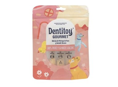 DELICIAS DE PECHUGA DE PAVO Y VACUNO DENTITOY GOURMET BOLSA 4 UNID PACK X 3 - 2