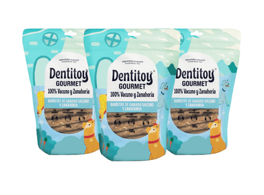 BARRITAS DE VACUNO Y ZANAHORIA DENTITOY GOURMET BOLSA 500G PACK X 3