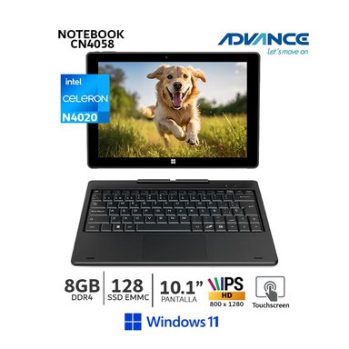 LAPTOP ADVANCE CN4058 - N4020 8GB 10.1 128GB CN4058 2 EN 1 CELERON N4020 RAM DISCO 12 PANTALLA TÁCTIL WINDOWS 11