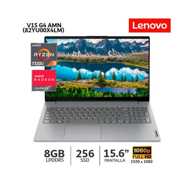 LAPTOP LENOVO V15 G4 AMN - 82YU00X4LM 8GB 15.6" 256GB VG4 RYZEN 3-7320U LPDDR5 BUS 4800MHZ SSD156 FHD WINDOWS 82YU00X4LM - 1
