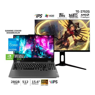 COMBO LOQ CORE I5-12450HX,15.6' FHD, 12GB RAM, 512GB SSD, RTX 3050 6GB / JULM + MONITOR TEROS TE-2752G