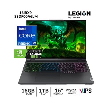 LENOVO LEGION PRO 5 16IRX9 CORE I9-14900HX 14VA GEN/ 24 NÚCLEOS/ RTX4060/ 6GB RAM/1TB SSD-83DF00A6LM