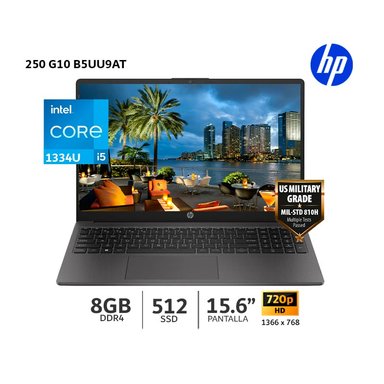 LAPTOP HP 250 G10 INTEL CORE I5-1334U, 8GB RAM, 512GB SSD, 15.6” HD GRIS OSCURO-B5UU9AT