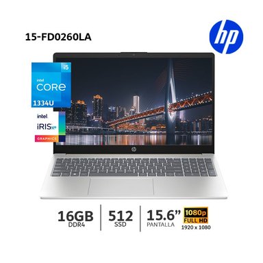 LAPTOP HP 15-FD0260LA INTEL CORE I5-1334U 16GB RAM 512GB SSD PANTALLA 15,6 B9TX9LA