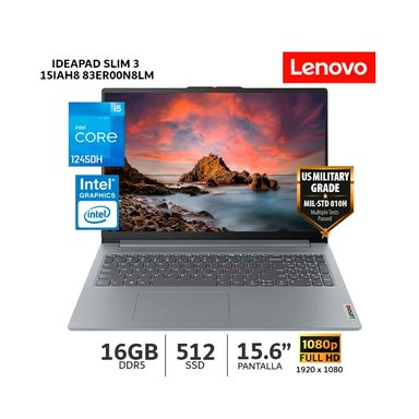 LAPTOP LENOVO IDEAPAD SLIM 3 15IAH8 CORE I5-12450H 16GB RAM/ 512 SSD/ 15.6' FHD - 83ER00N8LM
