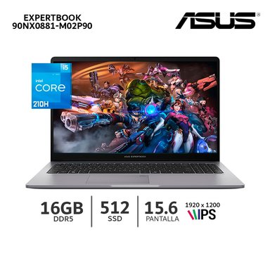 LAPTOP ASUS EXPERTBOOK CORE I5-210H / RAM 16GB DDR5 SSD 512GB / PANTALLA 15.6 FHD - 90NX0881-M02P90 - 1