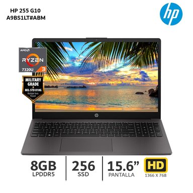 LAPTOP HP 255 G10 RYZEN 3 7320U / 8GB RAM / 256GB SSD / 15.6” HD – A9BS1LT#ABM - 1