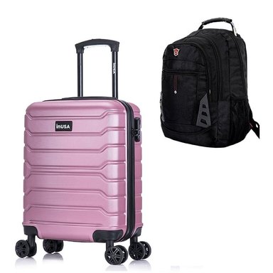 MALETA INUSA TREND ROSADO CABINERA 51 CM Y MOCHILA PORTALAPTOP MO305