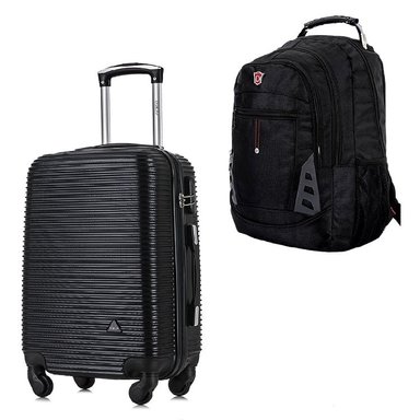MALETA CABINERA 51 CM ROYAL NEGRO Y MOCHILA PORTALAPTOP MO305
